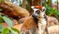 Crowned lemur (Eulemur Coronatus), endemic animal from Madagascar. Palmarium park hot Royalty Free Stock Photo