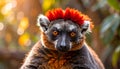 Crowned lemur (Eulemur Coronatus), endemic animal from Madagascar. Palmarium park hot Royalty Free Stock Photo