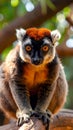 Crowned lemur (Eulemur Coronatus), endemic animal from Madagascar. Palmarium park hot Royalty Free Stock Photo