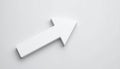 generated using AI.A white, three-dimensional arrow points diagonally upwards against a smooth, light gray background Royalty Free Stock Photo