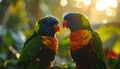Two rainbow lorikeets Royalty Free Stock Photo