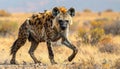 Close to the brown hyena, or Parahyaena brunnea, (Hyaena brunnea), in search of prey Royalty Free Stock Photo