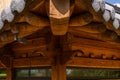 wooden eaves of the traditional Korean building Royalty Free Stock Photo