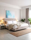 Stylish modern room interior with comfortable double bed Royalty Free Stock Photo