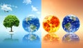 Set of four elements on color background. Air, Earth, Fire and Water Royalty Free Stock Photo