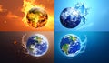 Set of four elements on color background. Air, Earth, Fire and Water Royalty Free Stock Photo