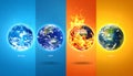 Set of four elements on color background. Air, Earth, Fire and Water Royalty Free Stock Photo
