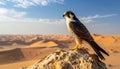Majestic Falcon Perched in Desert Landscape Royalty Free Stock Photo