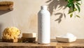 white blank shampoo bottle mockup Royalty Free Stock Photo