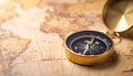 Vintage Compass on Old World Map Royalty Free Stock Photo