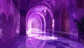 Generated image.Purple and pink surreal architecture. Royalty Free Stock Photo