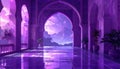Generated image.Purple and pink surreal architecture. Royalty Free Stock Photo