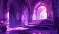 Generated image.Purple and pink surreal architecture. Royalty Free Stock Photo