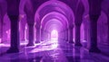 Generated image.Purple and pink surreal architecture. Royalty Free Stock Photo
