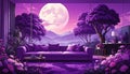 Generated image.Purple and pink surreal architecture. Royalty Free Stock Photo