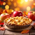Homemade Apple Pie with Autumn Background Royalty Free Stock Photo