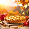 Homemade Apple Pie with Autumn Background Royalty Free Stock Photo
