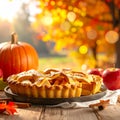 Homemade Apple Pie with Autumn Background Royalty Free Stock Photo