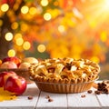Homemade Apple Pie with Autumn Background Royalty Free Stock Photo