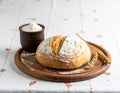 Rustic Homemade Bread with Flour Bowl Royalty Free Stock Photo