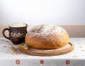 Rustic Homemade Bread with Flour Bowl Royalty Free Stock Photo