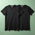 Black T-Shirt Front and Back Mockup on Green Background â Apparel Design Template Royalty Free Stock Photo