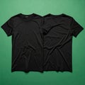 Black T-Shirt Front and Back Mockup on Green Background â Apparel Design Template Royalty Free Stock Photo