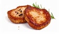 Steak, fried pork or beef, isolated on a white background Royalty Free Stock Photo