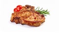 Steak, fried pork or beef, isolated on a white background Royalty Free Stock Photo
