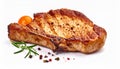 Steak, fried pork or beef, isolated on a white background Royalty Free Stock Photo