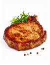 Steak, fried pork or beef, isolated on a white background Royalty Free Stock Photo