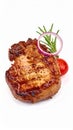 Steak, fried pork or beef, isolated on a white background Royalty Free Stock Photo