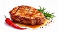 Steak, fried pork or beef, isolated on a white background Royalty Free Stock Photo