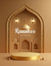 Ramadan Kareem Design with 3D Realistic Islamic Ornament Vector Illustration Royalty Free Stock Photo