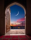 The concept of Ramadan - Ramadan Kareem. The crescent moon in the sky Royalty Free Stock Photo