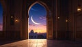 The concept of Ramadan - Ramadan Kareem. The crescent moon in the sky Royalty Free Stock Photo