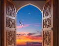 The concept of Ramadan - Ramadan Kareem. The crescent moon in the sky Royalty Free Stock Photo