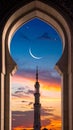 The concept of Ramadan - Ramadan Kareem. The crescent moon in the sky Royalty Free Stock Photo