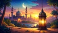 Ramadan Kareem vector illustration of a lantern Fanus. Royalty Free Stock Photo