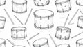 Drum Set Sketch Pattern Royalty Free Stock Photo