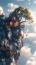 Cliffside Dream Home Royalty Free Stock Photo