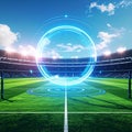 Futuristic Sports Stadium with Holographic Data Orb Royalty Free Stock Photo
