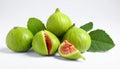 Fresh ripe green figs isolated on white Royalty Free Stock Photo