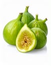 Fresh ripe green figs isolated on white Royalty Free Stock Photo
