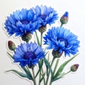 Delicate Blue Cornflowers Bouquet Royalty Free Stock Photo