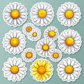 Collection of Cute Daisy Stickers Royalty Free Stock Photo