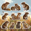 Cute Chipmunk Sticker Collection Royalty Free Stock Photo