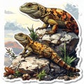 Two Lizards on Desert Rocks Illustration Royalty Free Stock Photo
