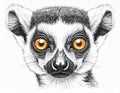 Intriguing Pencil Sketch of a Ring-Tailed Lemur Royalty Free Stock Photo