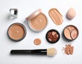 Assorted makeup products on a white background Royalty Free Stock Photo
